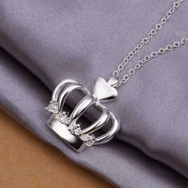 Trendy silver pendant Crown Pendant colar vintage margarida112 ELY